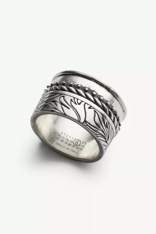 Engraved floral stacked ring - Rings