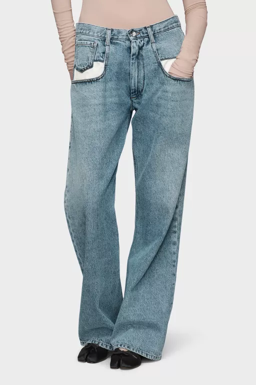Straight jeans with contrasted pockets - Denim
