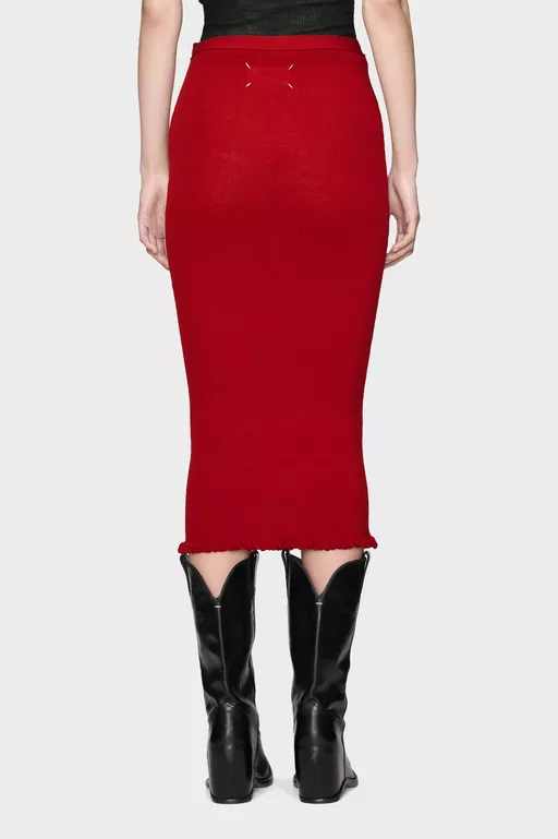 Falda midi de lana acanalada - Faldas Midi