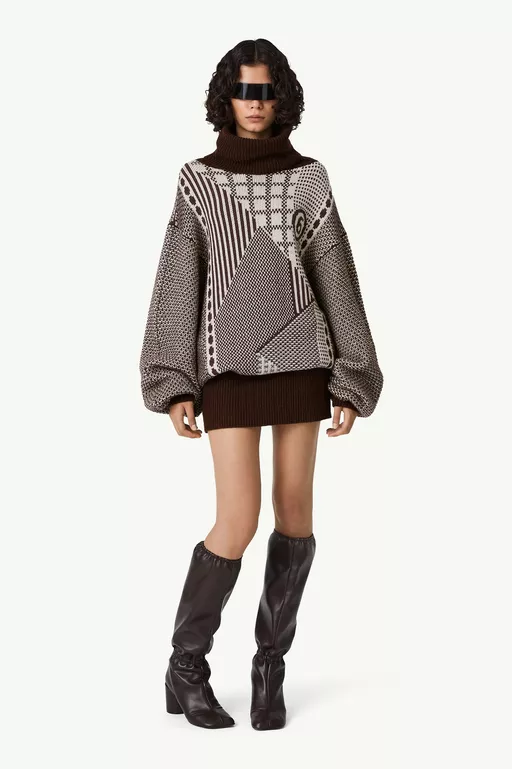 Reversible bi-colour knit dress