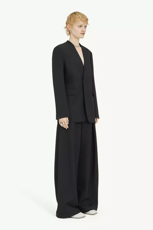 Collarless Padded Suit Jacket - Jackets