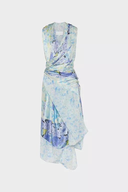 Floral Drape Wrap Dress - Midi Dress