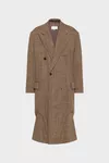 Brown - Double-breasted wool coat