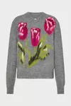 Grey - Flower Wool Sweater