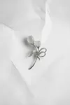 White - Antiqued Wax Floral Brooch