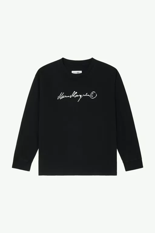 Long-sleeve overdyed handwritten-print T-shirt - T-shirts