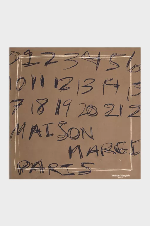 Scribbled Numerical silk foulard