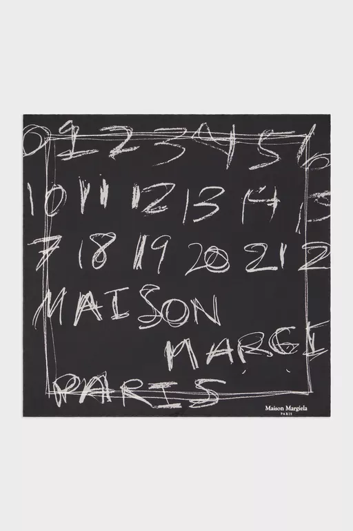 Scribbled Numerical silk foulard