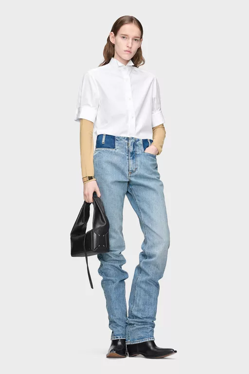 Two-Tone Denim Trousers - Pants