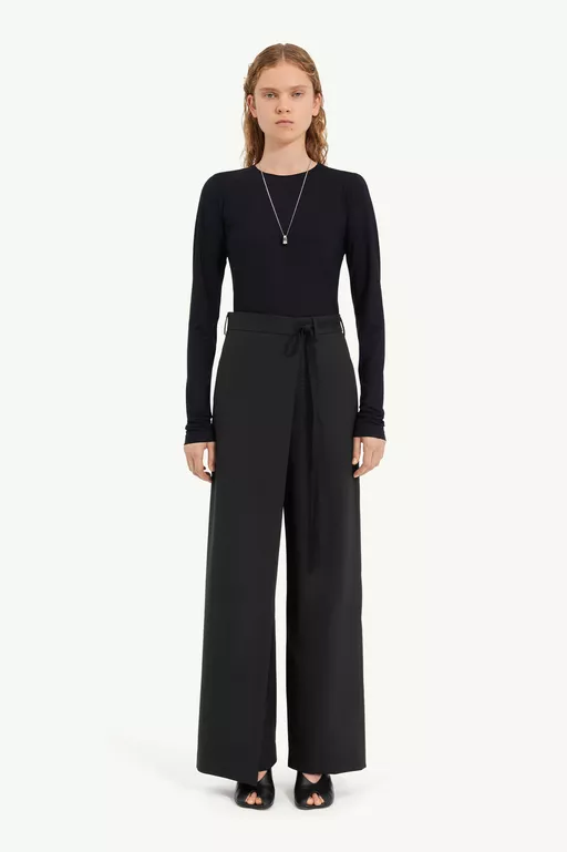 Pantalon en laine m&eacute;lang&eacute;e - Pantalons