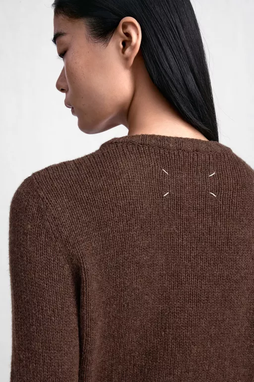 Velvet-Panel Wool Sweater - Crewneck