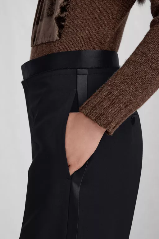 Satin-Waist Virgin Wool Tuxedo Trousers - Pants