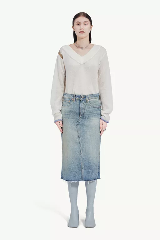 Mid-length denim skirt
