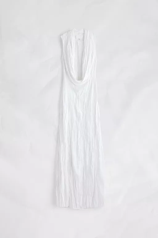 Cowl-Neck Crinkled Maxi Dress