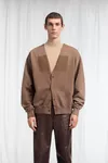 Marrone - Felpa in cotone con scollo a V profondo