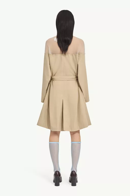 High-Cut Cotton Trench Dress - Midi Dress