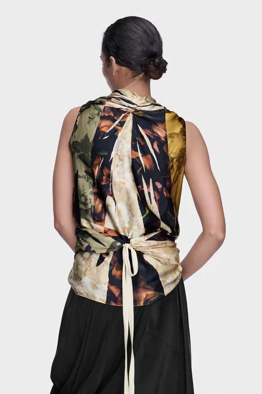 Draped Silk Top - Tops