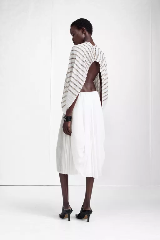 Mixed-Print Pleated Dress - Midi Dress