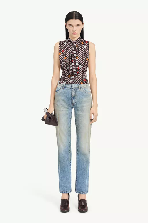 Graphic Floral Sleeveless Top - Scarves