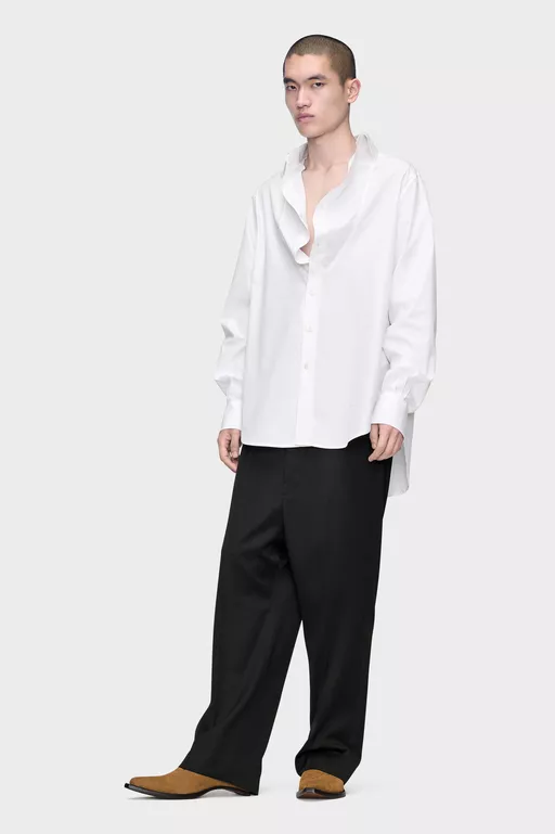 Folded Collar Cotton Shirt - Shirts