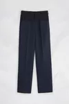 Navy Blue - Assemblage Contrast Waistband Wool Trousers