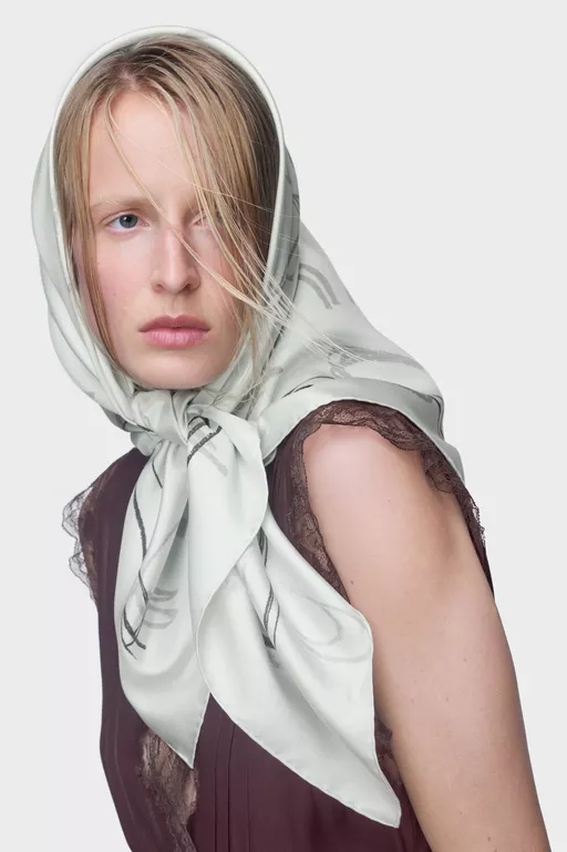 Scribbled Numerical silk foulard - Scarves