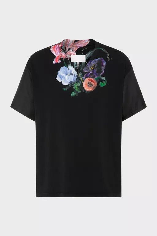 T-shirt in cotone e seta con motivo floreale - T-shirts