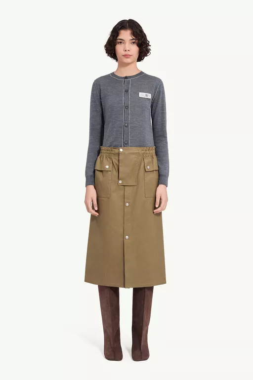 Drawstring coated cotton midi skirt - Midi Skirts