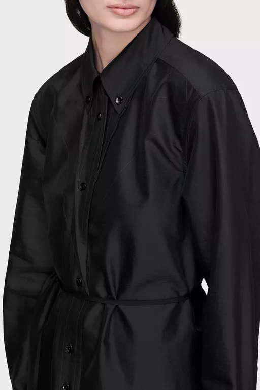 Virgin Wool Midi Shirt Dress - Midi Dress