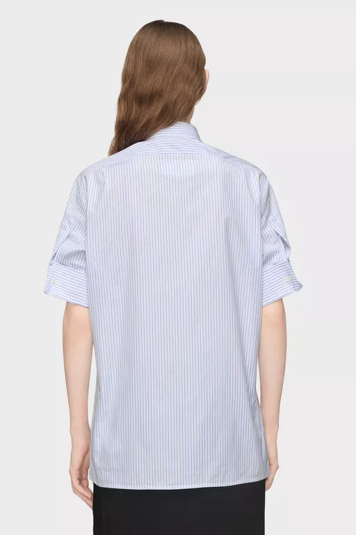 Camisa de algod&oacute;n de manga corta a rayas - Camisas