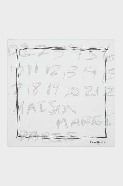 Scribbled Numerical silk foulard - Scarves