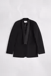Black - Virgin Wool Tuxedo Blazer