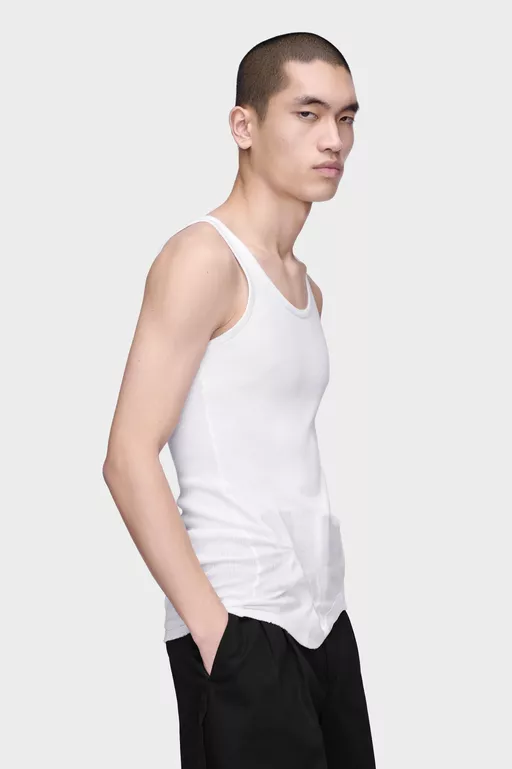 Taped Cotton Tank Top - Tops