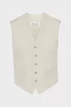 Beige - Gilet in cotone e seta