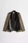 Brown - Leather Fused Herringbone Blazer