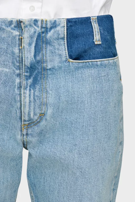 Two-Tone Denim Trousers - Pants