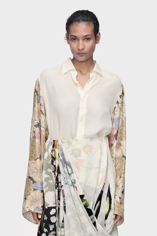 Camisa de seda con estampado floral - Camisas