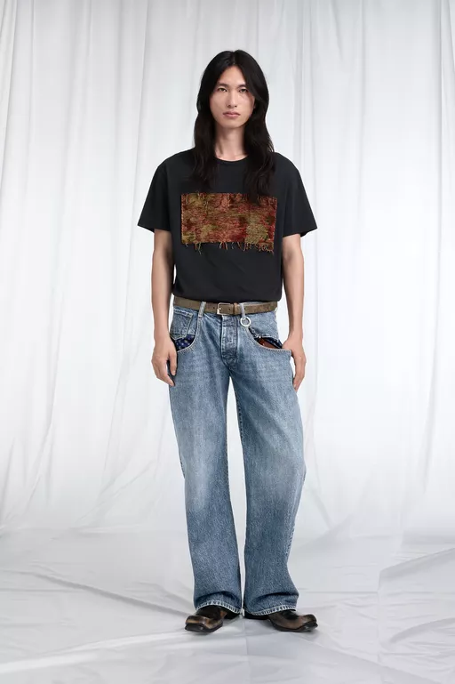 Stone Bleached Denim Jeans - Denim