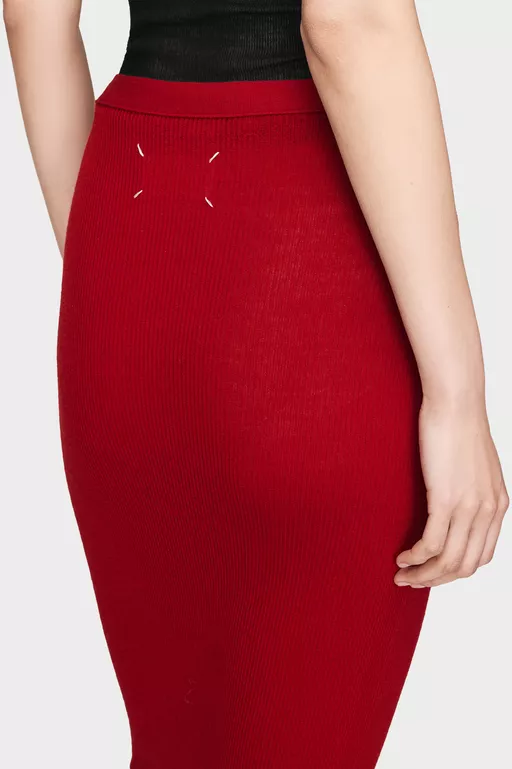 Falda midi de lana acanalada - Faldas Midi