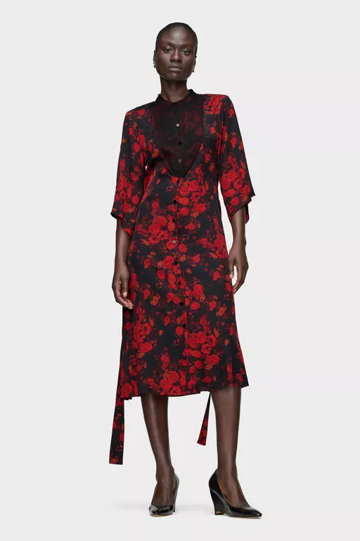 Printed Midi Shirt Dress - Midi Dress