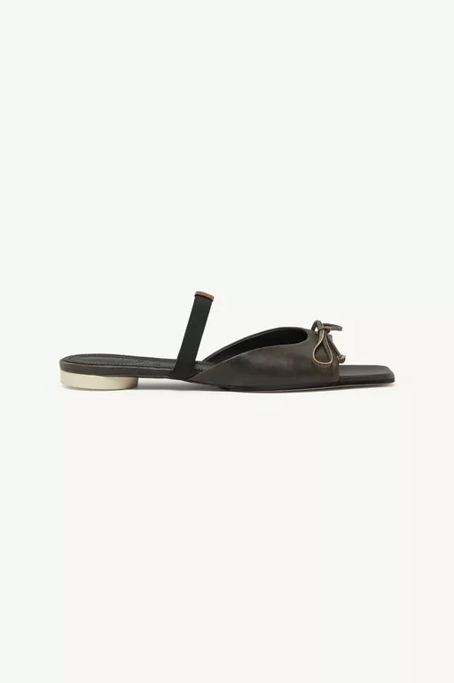 Bow-detailed leather slingback shoes - Sandals