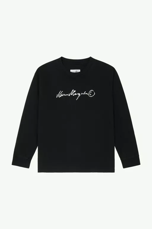 Long-sleeve overdyed handwritten-print T-shirt - T-shirts