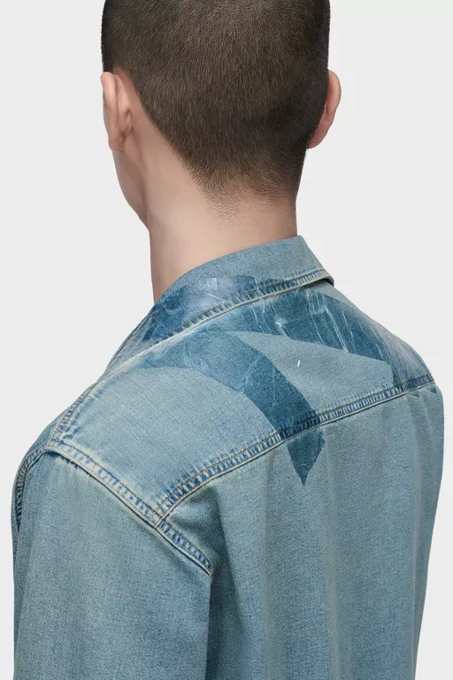Taped Denim Shirt - Long-sleeved Shirt