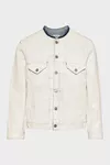 White - Collarless Denim Jacket