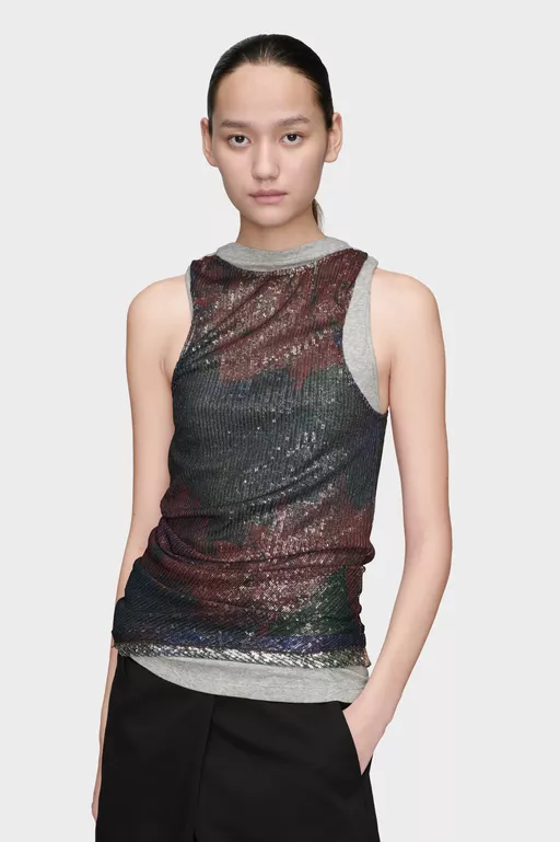 Printed Draped Top - Tops