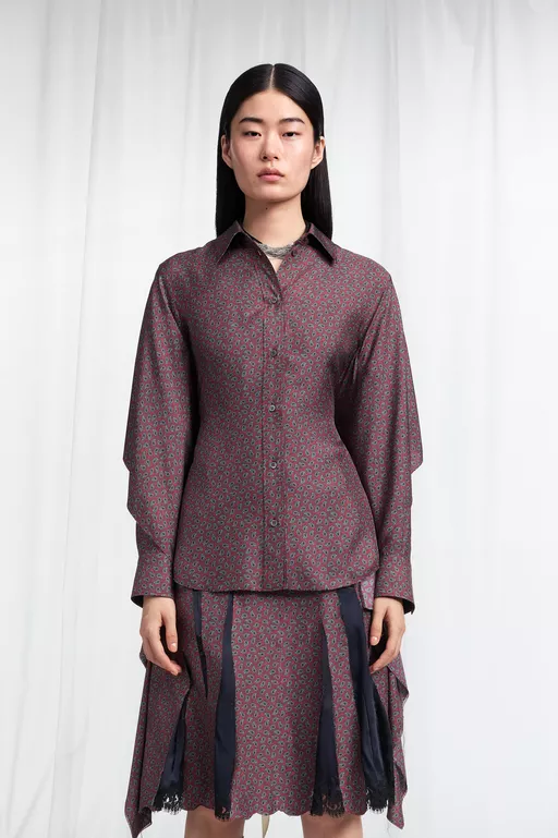 Cape-Sleeve Paisley Print Shirt - Shirts