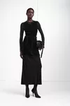 Black - Velvet Panel Maxi Skirt