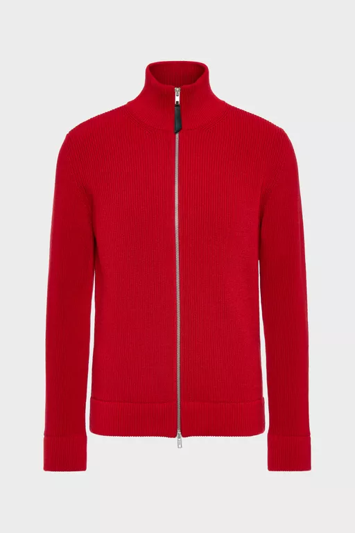Knit zip-up cardigan
