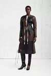 Brown - Assemblage Calf Leather Midi Skirt