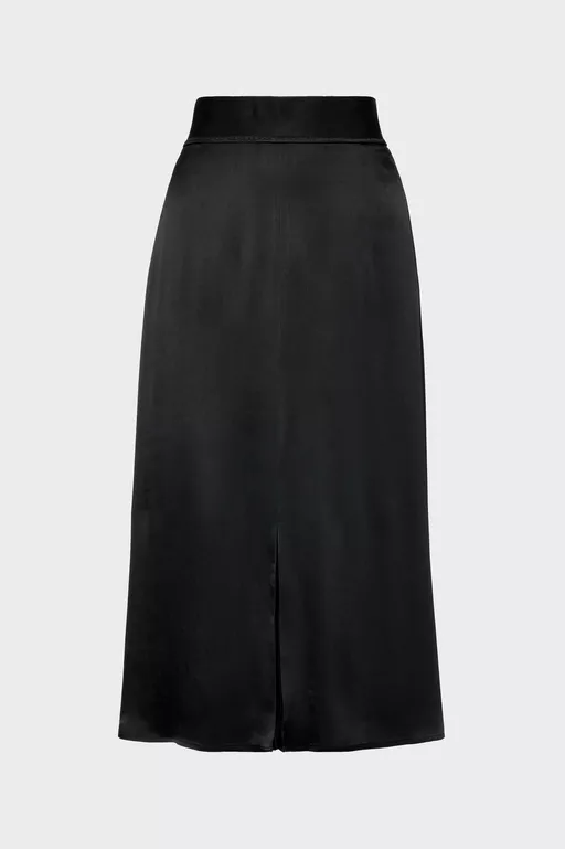 Washed Silk Satin Midi Skirt - Midi Skirts